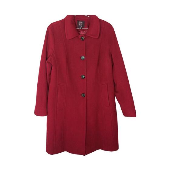 Anne Klein Red Wool Cashmere Blend Coat Women’s Size 16 Lined Winter - Picture 2 of 16